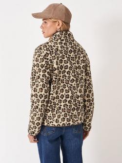 Crew Clothing Leopard Print Borg Fleece, Multi Brown - view 2, Multi Brown