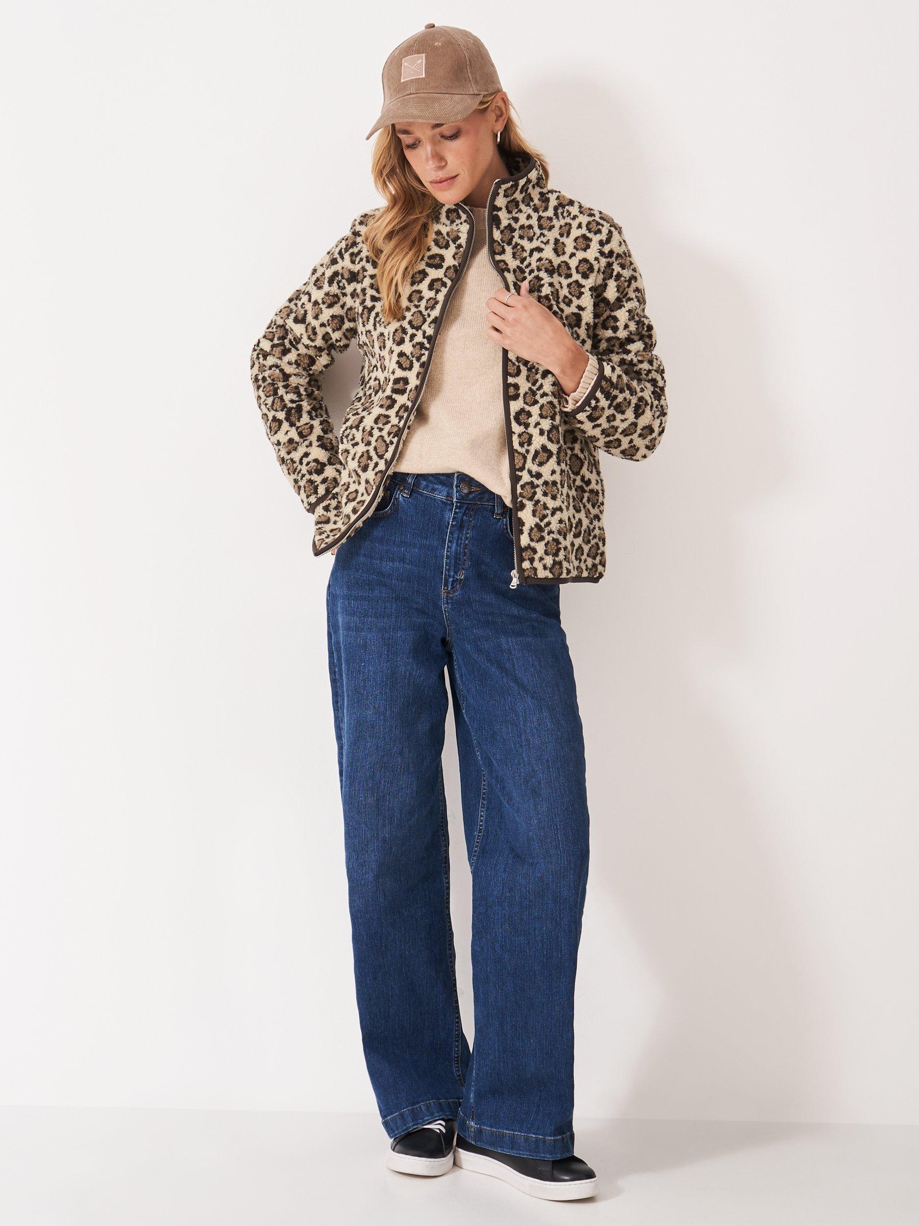 Product image 3 of 5, which shows Crew Clothing Leopard Print Borg Fleece, Multi Brown, 10