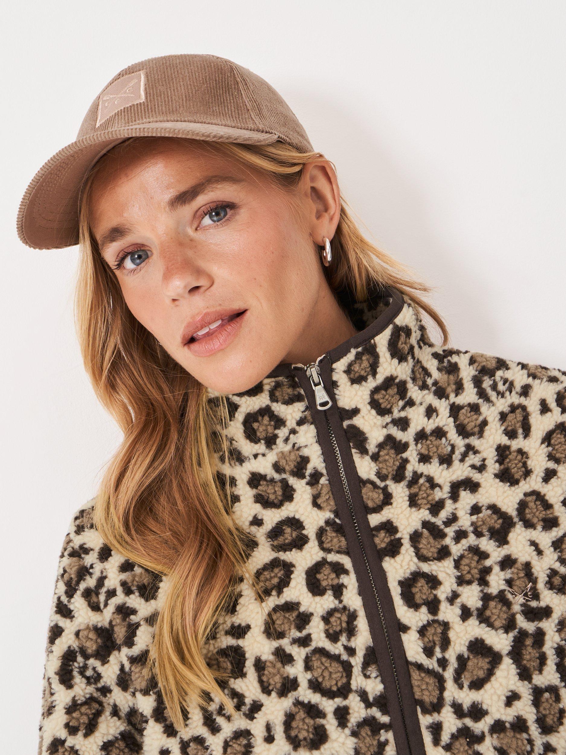 Product image 4 of 5, which shows Crew Clothing Leopard Print Borg Fleece, Multi Brown, 10