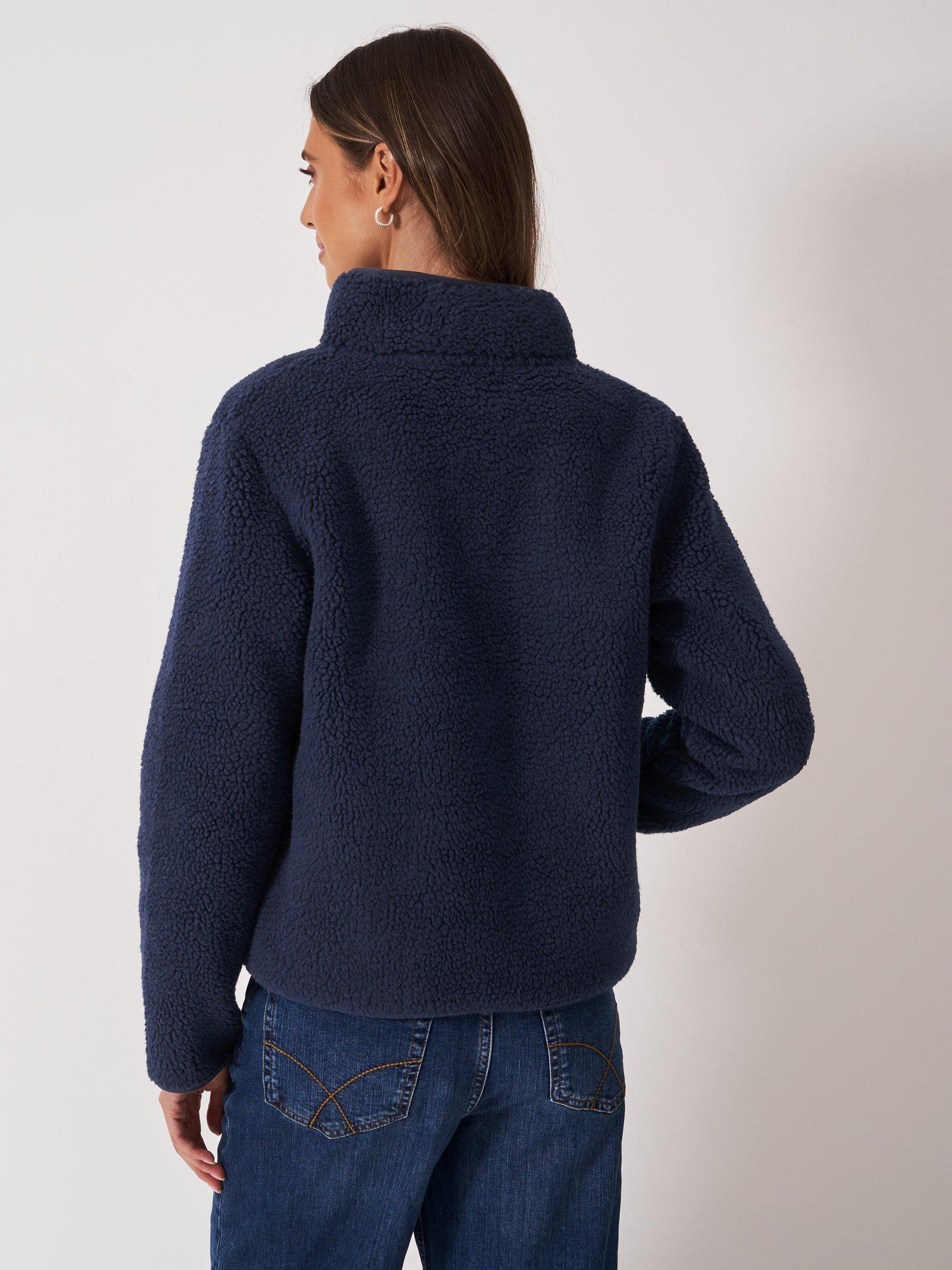 Product image 2 of 5, which shows Crew Clothing Boucle Zip Through Fleece, Navy Blue, 10