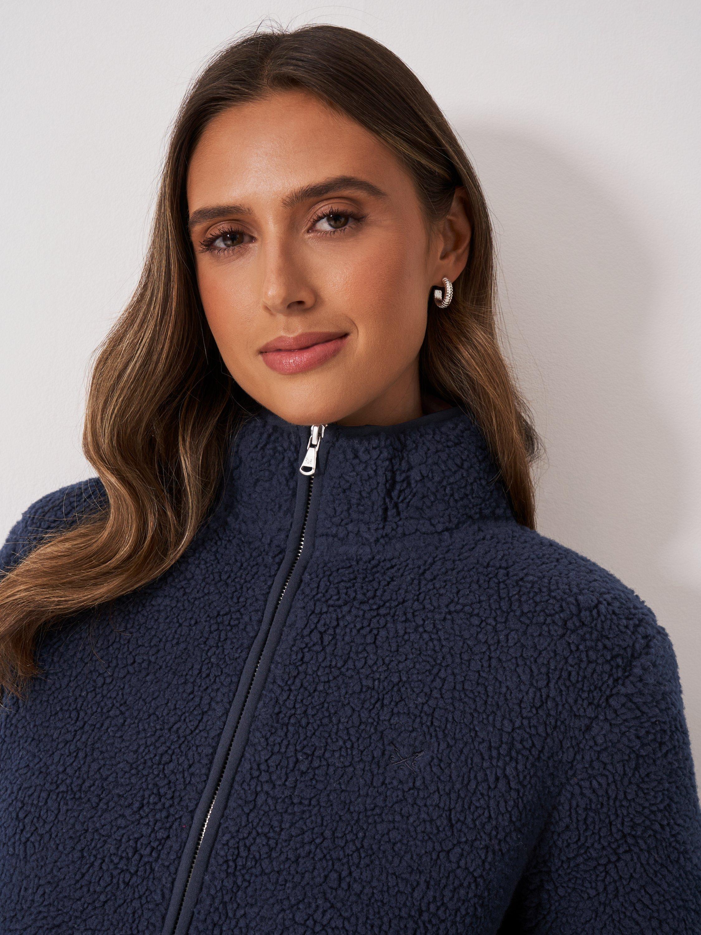 Product image 4 of 5, which shows Crew Clothing Boucle Zip Through Fleece, Navy Blue, 10