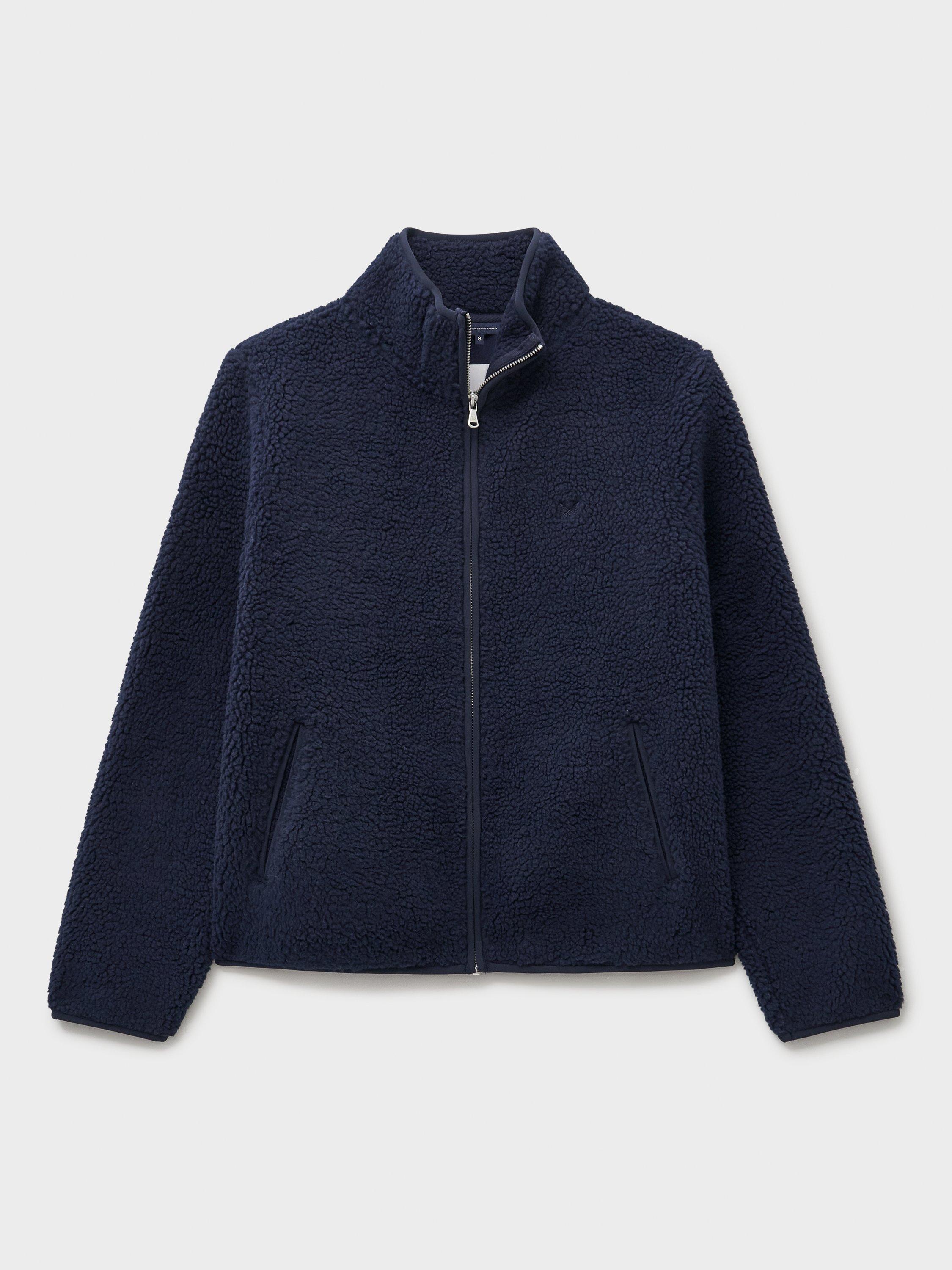 Product image 5 of 5, which shows Crew Clothing Boucle Zip Through Fleece, Navy Blue, 10