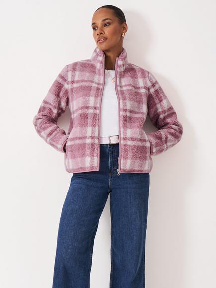 Crew Clothing Boucle Zip Through Fleece, Pastel Pink, Pastel Pink