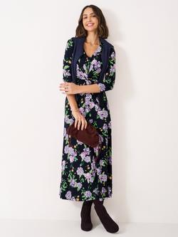 Crew Clothing Floral Jersey Dress, Black/Multi, Black/Multi