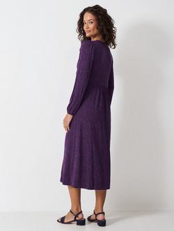 Crew Clothing Edith Daisy Midi Dress, Purple - view 2, Purple