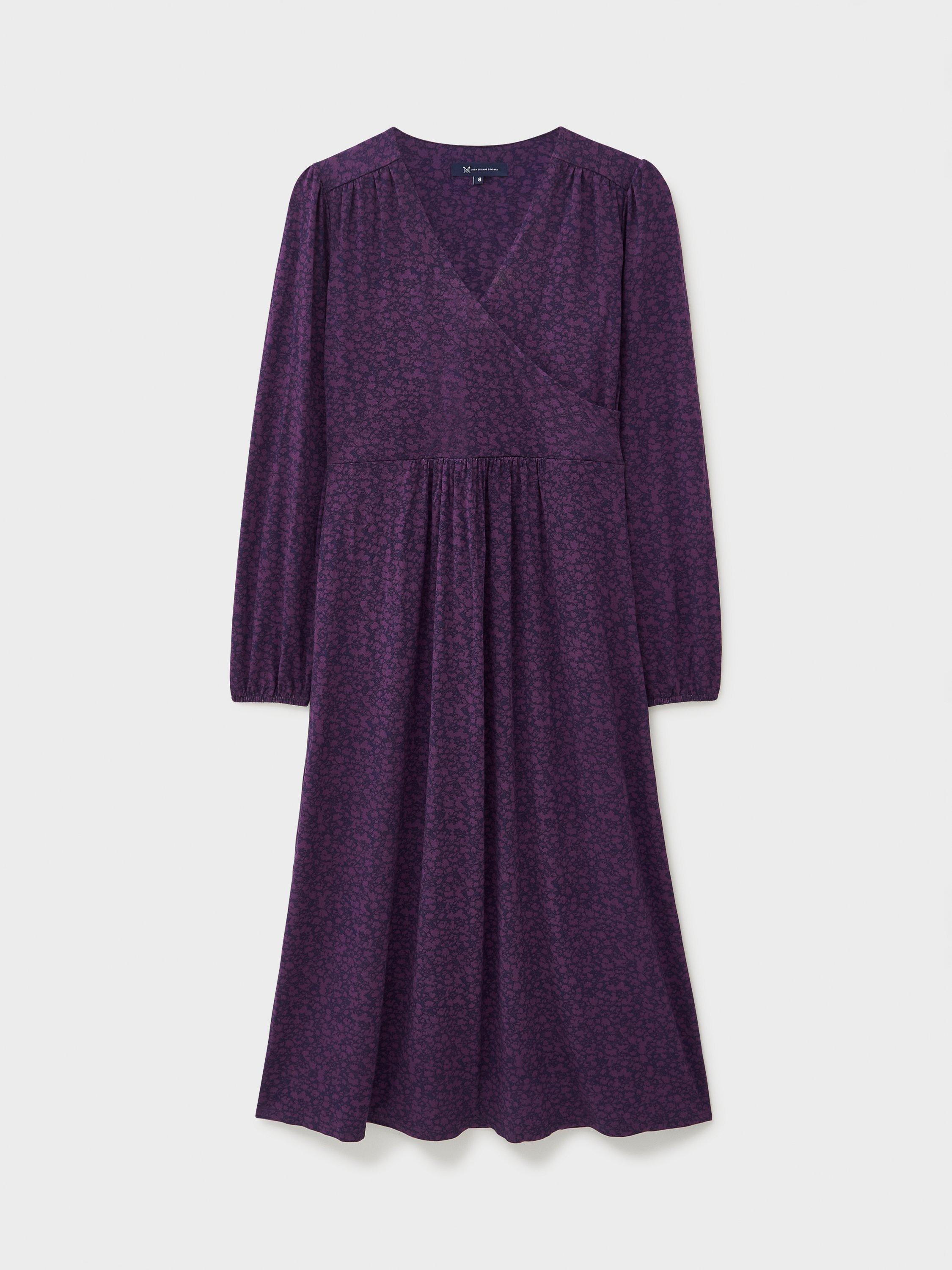Product image 5 of 5, which shows Crew Clothing Edith Daisy Midi Dress, Purple, 10