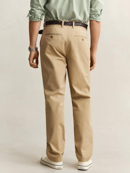 GANT Regular Twill Chinos, Dark Khaki - view 2, Dark Khaki