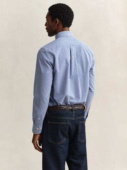 GANT Cotton Regular Fit Gingham Check Shirt, College Blue - view 2, College Blue