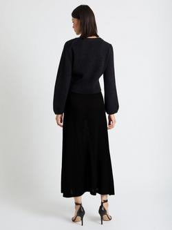 Chinti & Parker Crystal Bow Front Wool Rich Cardigan, Black - view 2, Black