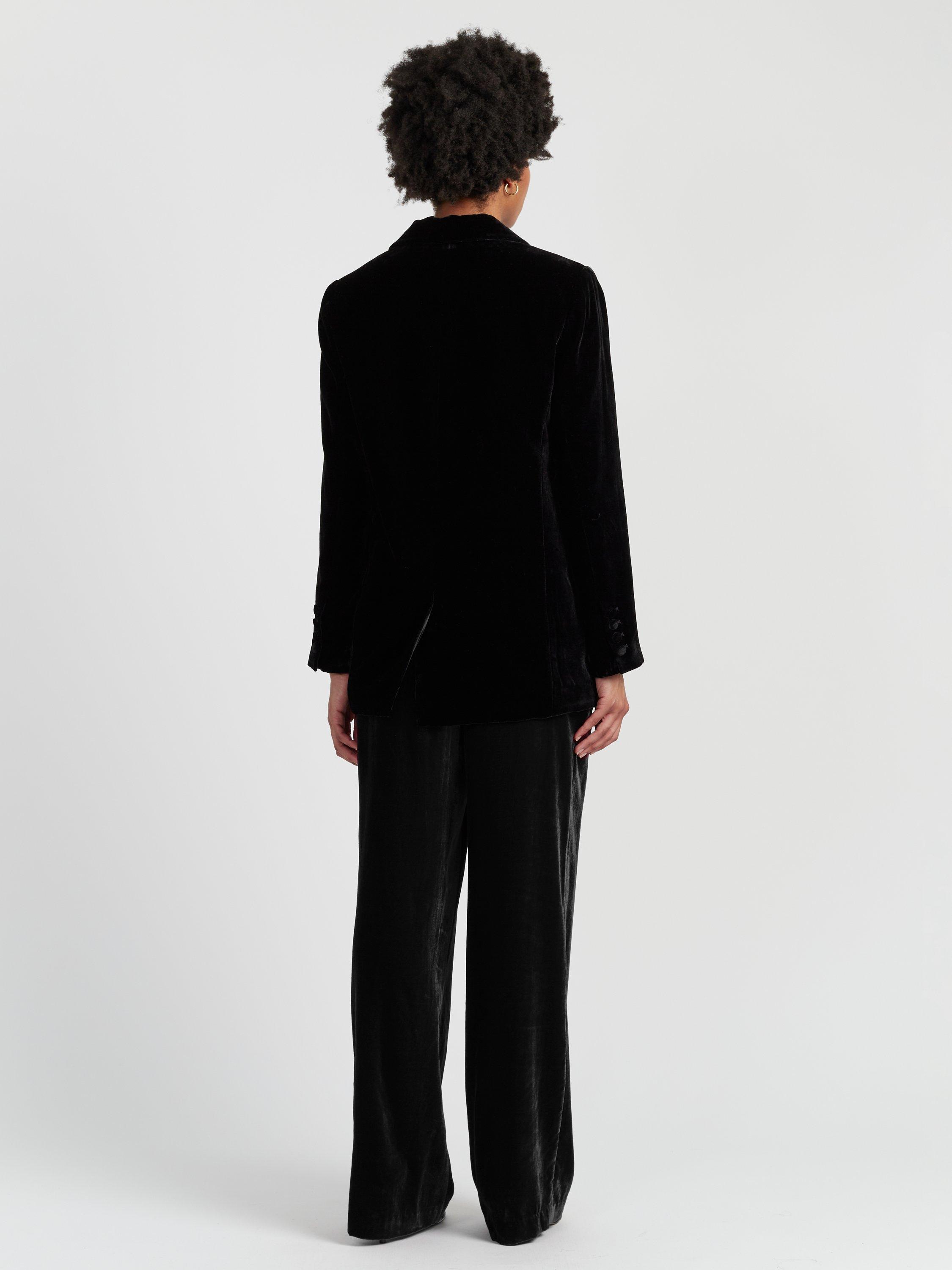 Product image 2 of 4, which shows Chinti & Parker Star Velvet Blazer, Black, XS