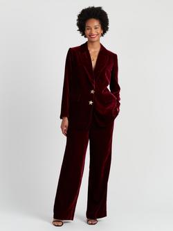 Chinti & Parker Star Velvet Blazer, Black, Claret