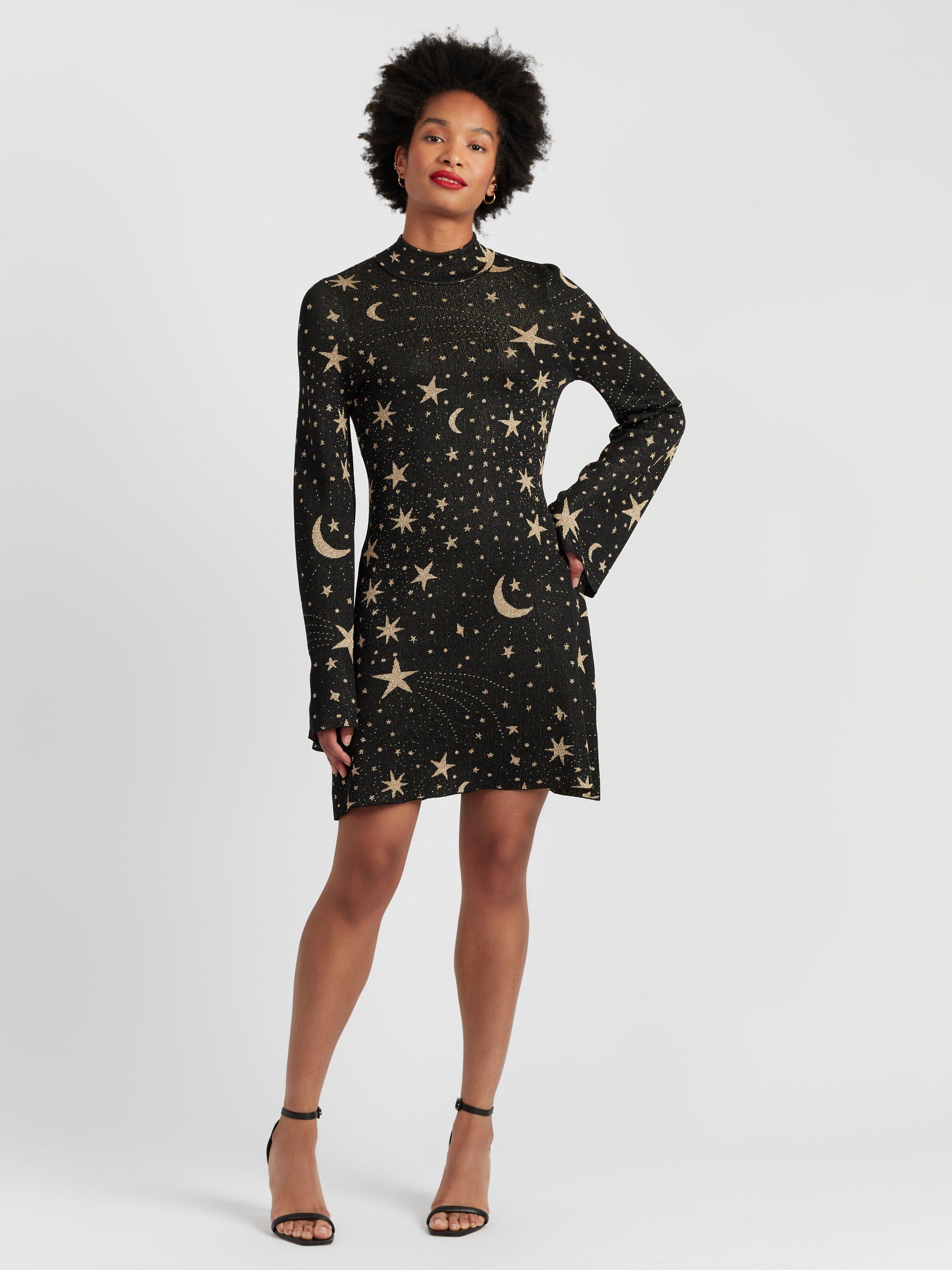 Product image 1 of 5, which shows Chinti & Parker Constellation Mini Dress, Black, XS