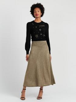 Chinti & Parker Sparkle Maxi Skirt, Black, Gold