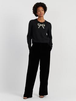 Chinti & Parker Crystal Bow Pure Wool Jumper, Black, Black