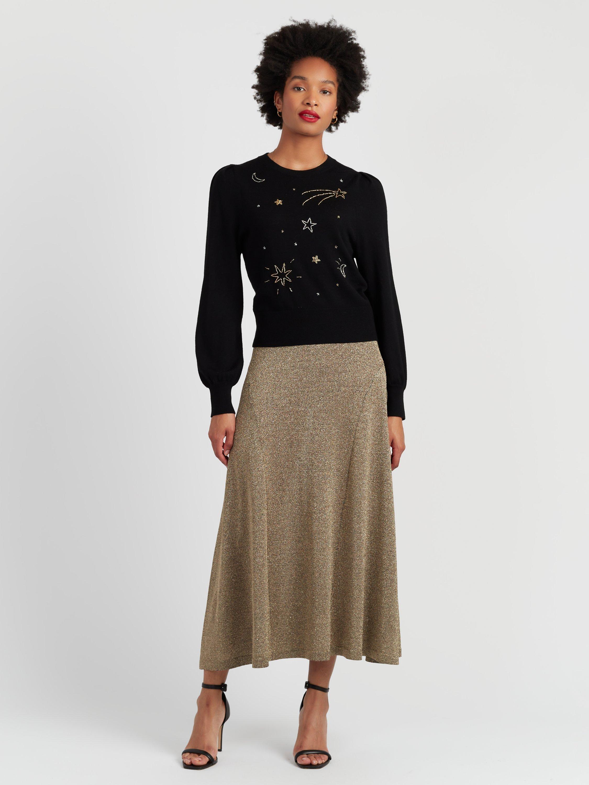 Product image 1 of 4, which shows Chinti & Parker Constellation Star Pure Wool Jumper, Black, XS