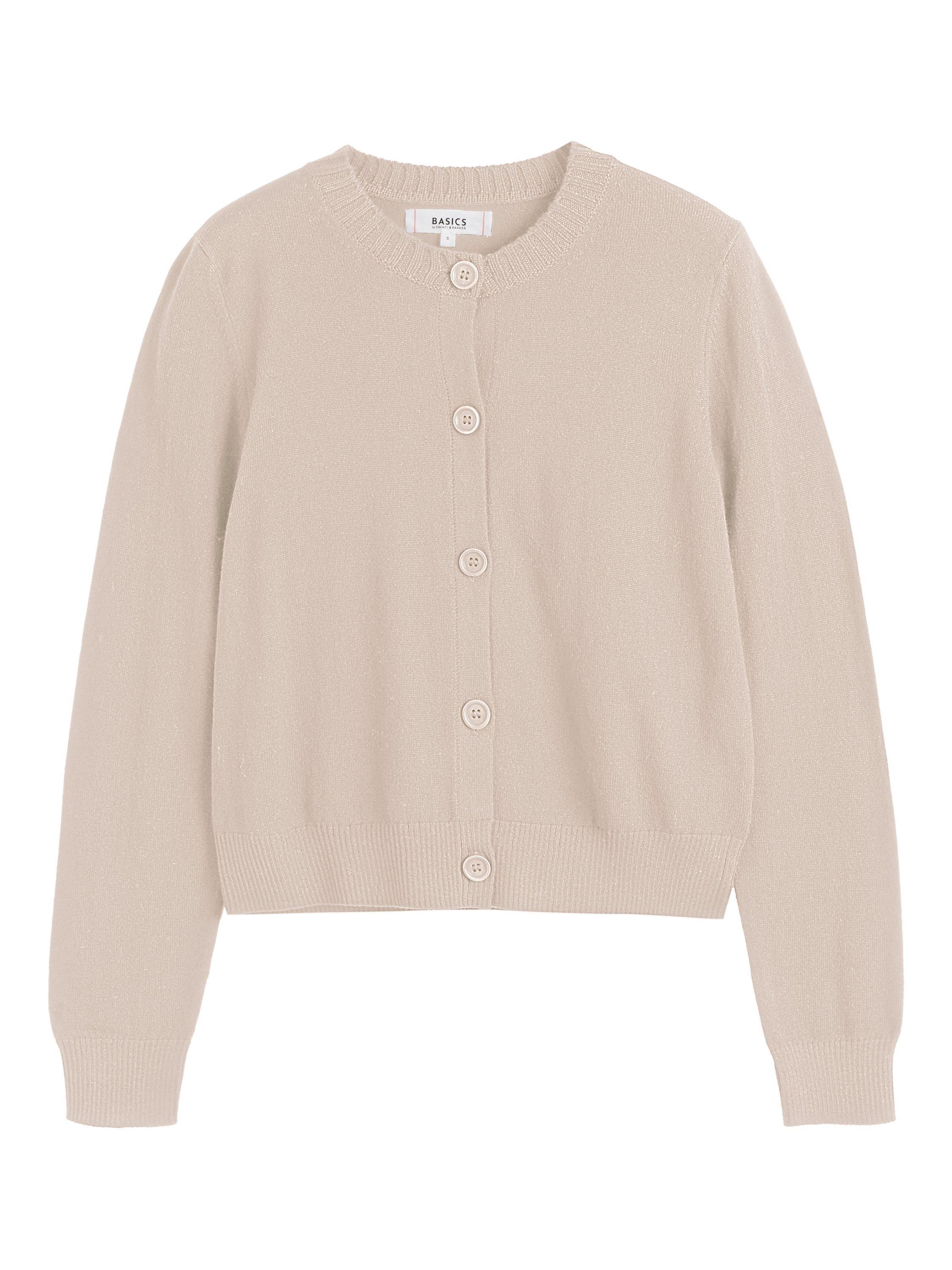 Product image 4 of 4, which shows Chinti & Parker Crew Neck Wool Rich Cardigan, Neutral, XS