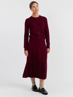 Chinti & Parker Crew Neck Wool Rich Cardigan, Dark Red