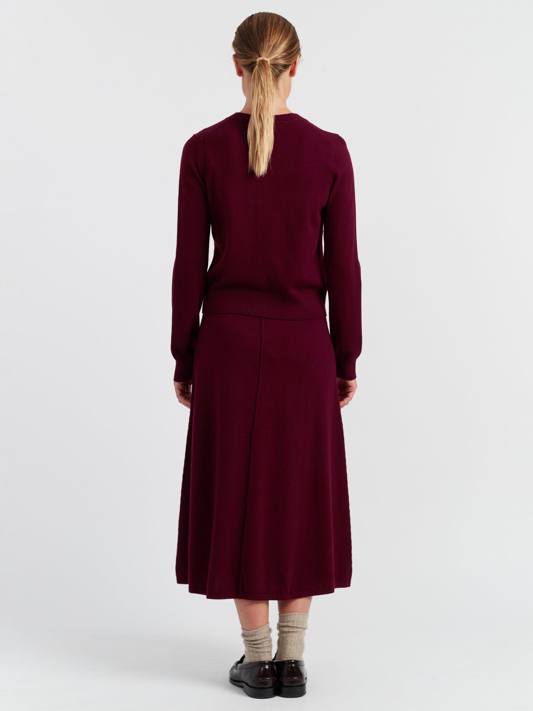 Product image 2 of 11, which shows Chinti & Parker Crew Neck Wool Rich Cardigan, Dark Red, XS