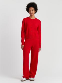 Chinti & Parker Crew Neck Wool Rich Cardigan, Red