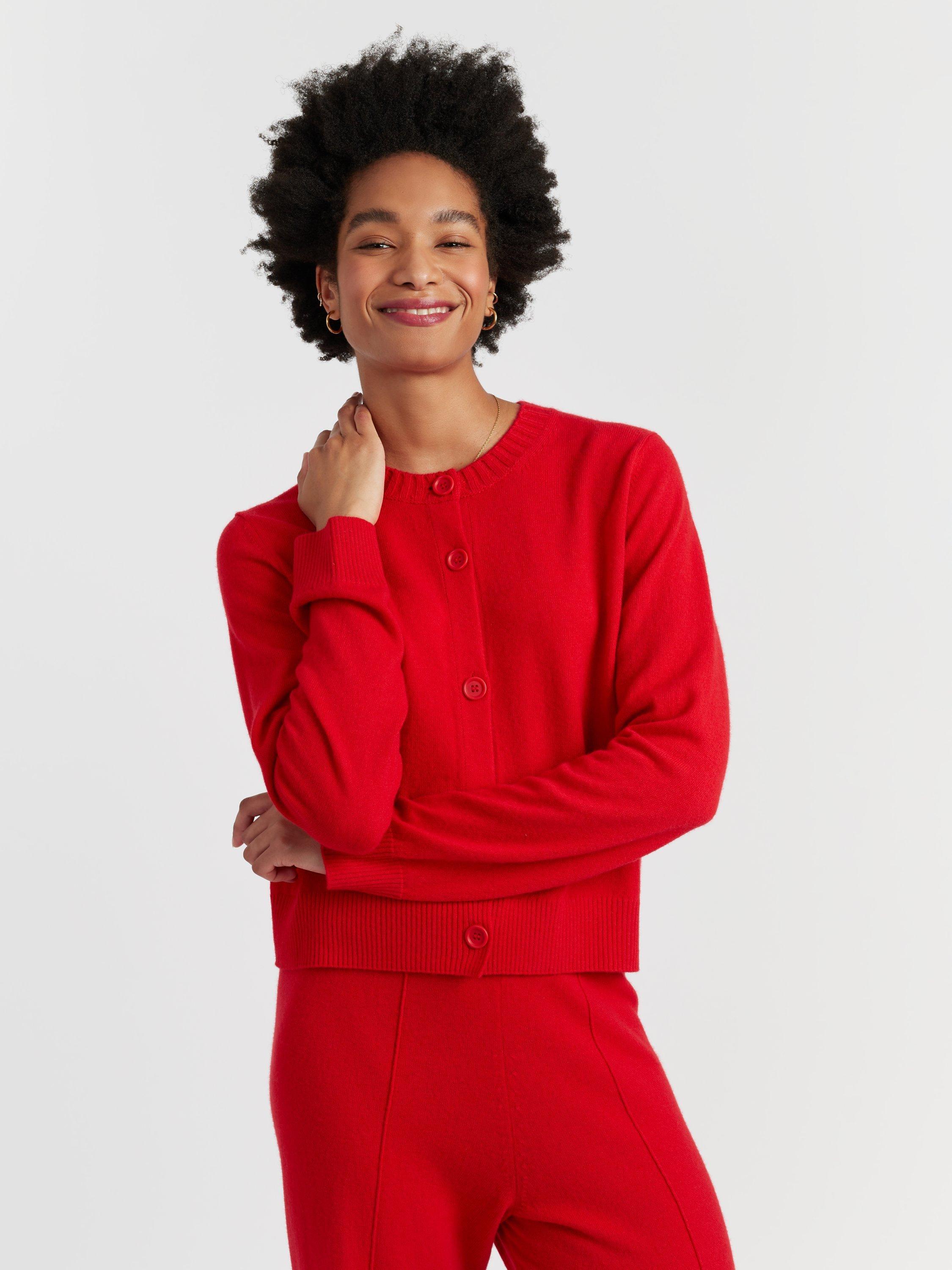 Product image 3 of 4, which shows Chinti & Parker Crew Neck Wool Rich Cardigan, Red, XS