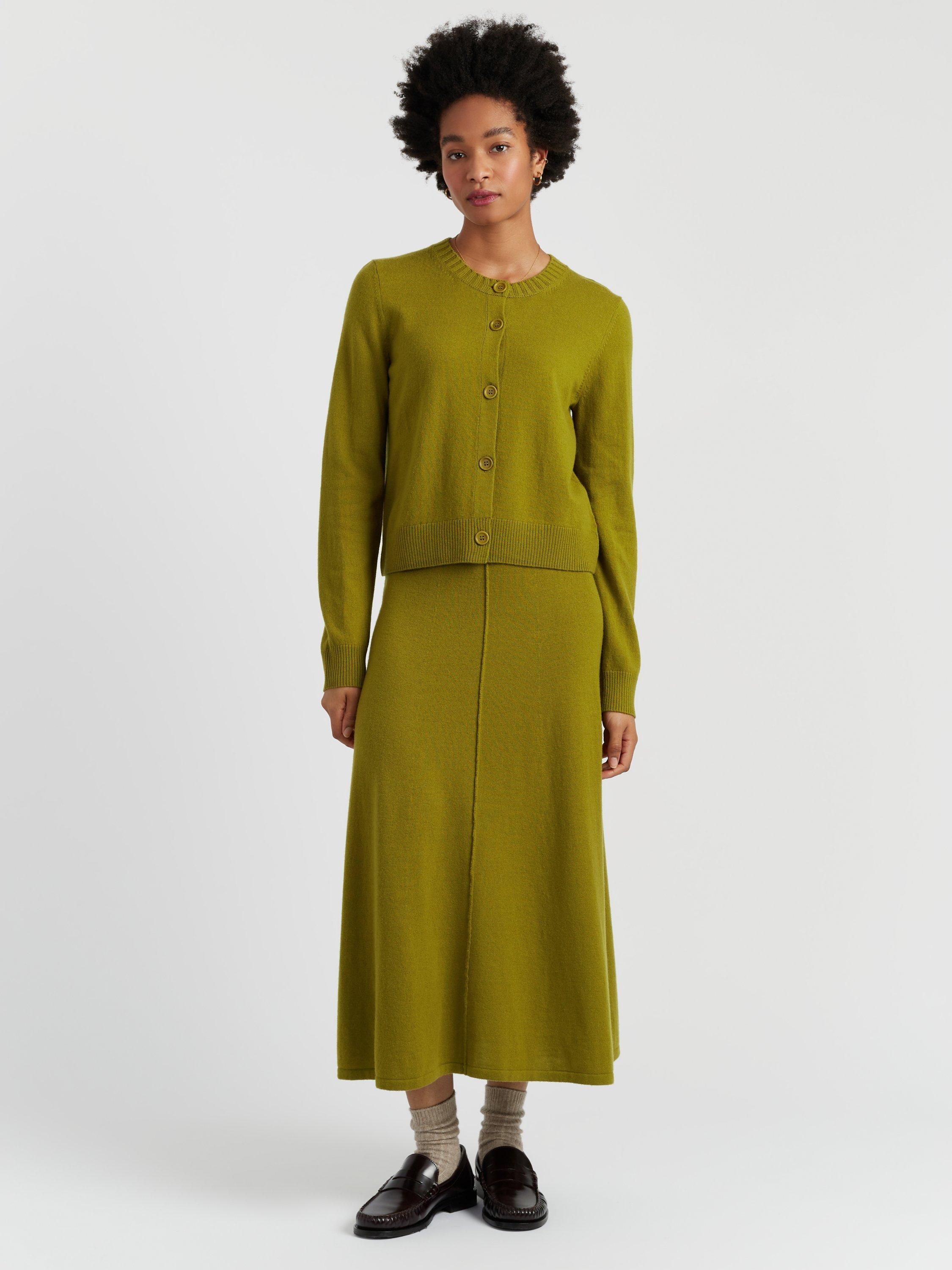 Product image 1 of 4, which shows Chinti & Parker Crew Neck Wool Rich Cardigan, Green, XS
