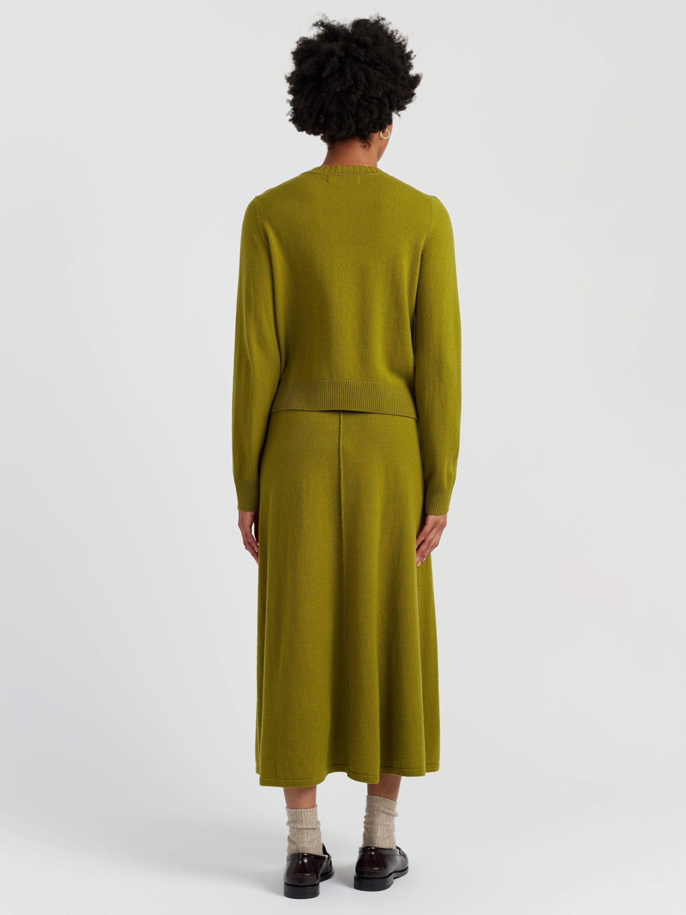 Product image 2 of 4, which shows Chinti & Parker Crew Neck Wool Rich Cardigan, Green, XS