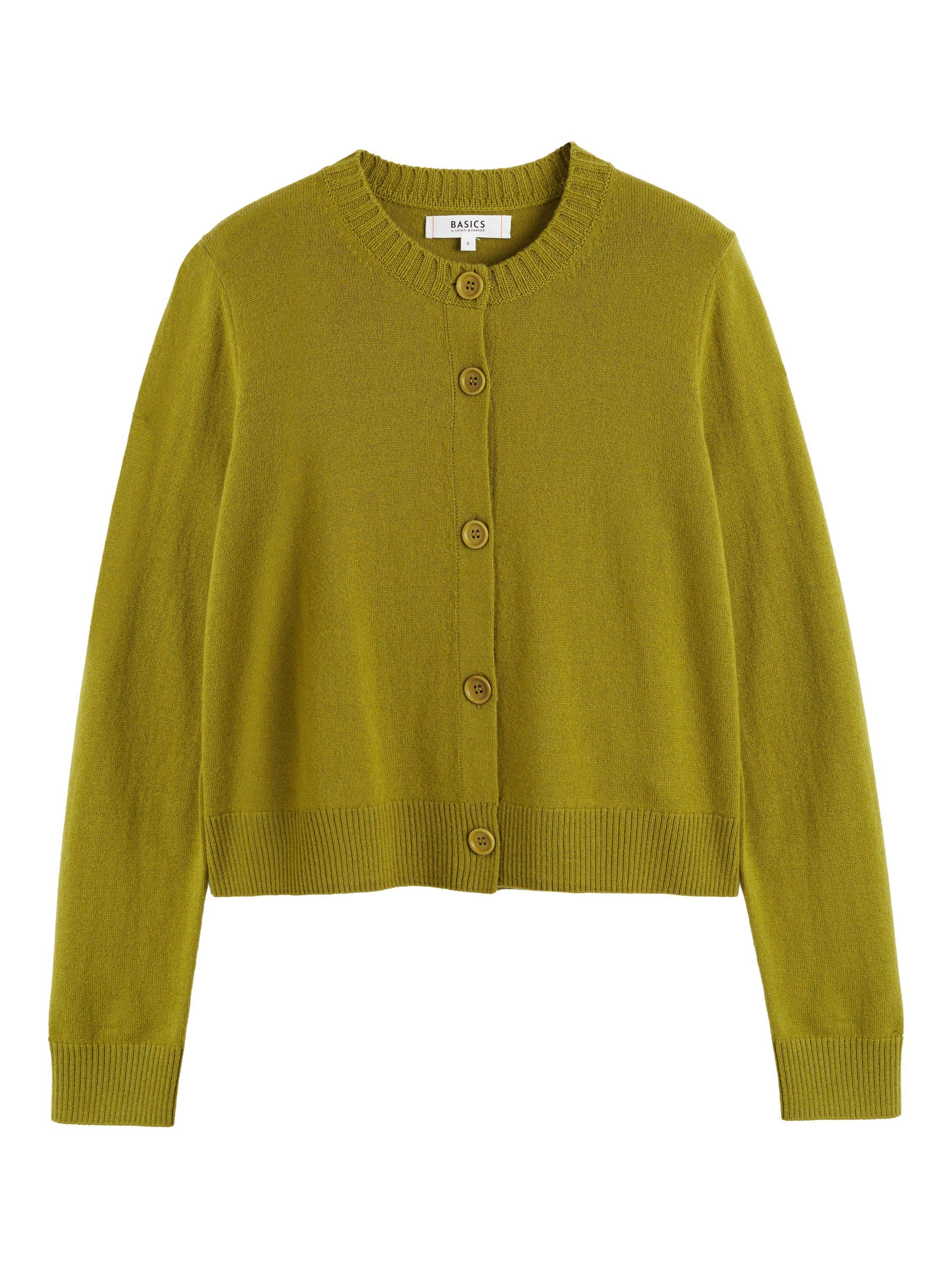 Product image 4 of 4, which shows Chinti & Parker Crew Neck Wool Rich Cardigan, Green, XS