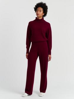 Chinti & Parker Wool & Cashmere Wide Leg Track Pants, Claret