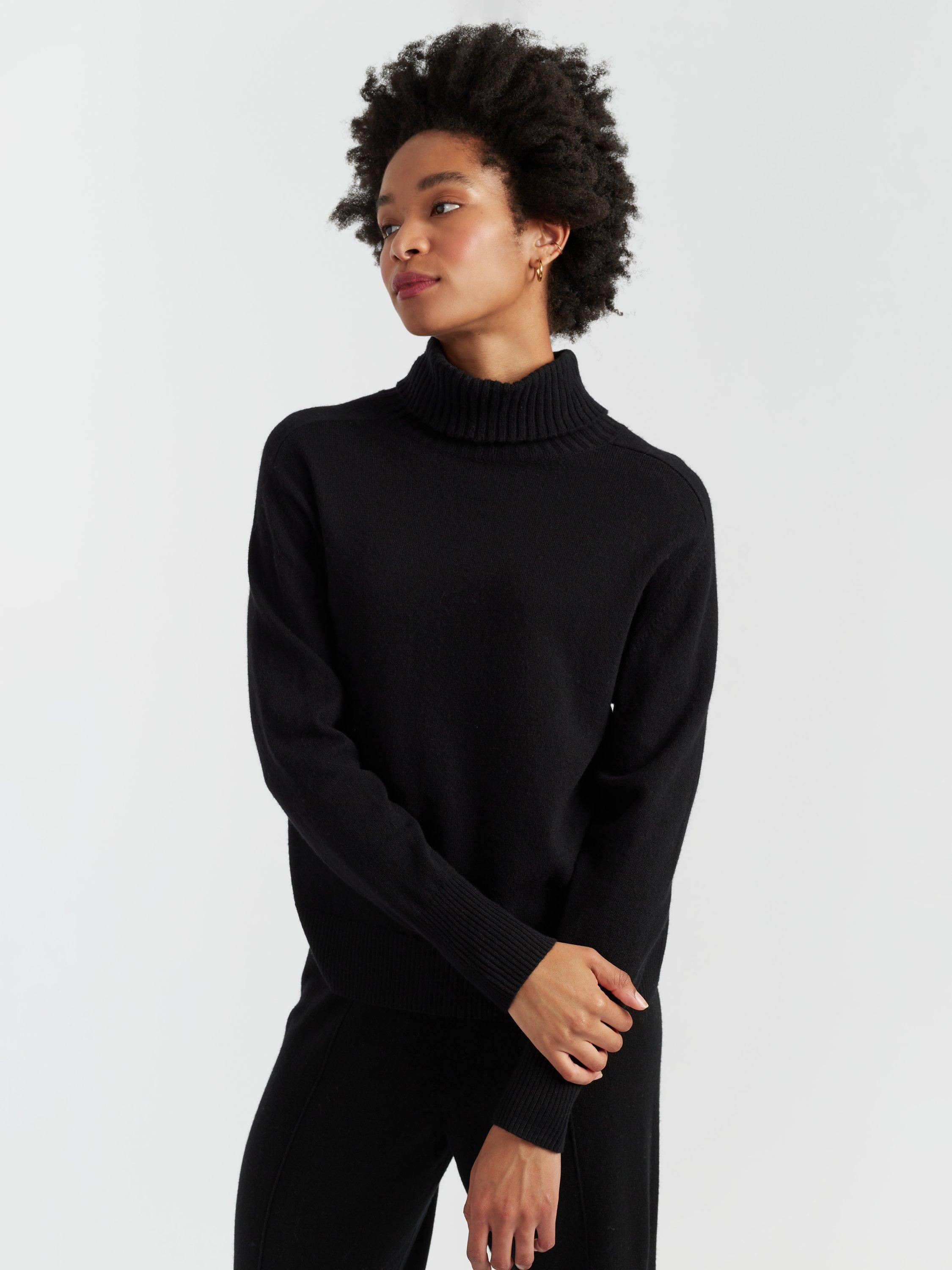 Product image 3 of 4, which shows Chinti & Parker Roll Neck Wool Rich Jumper, Black, XS