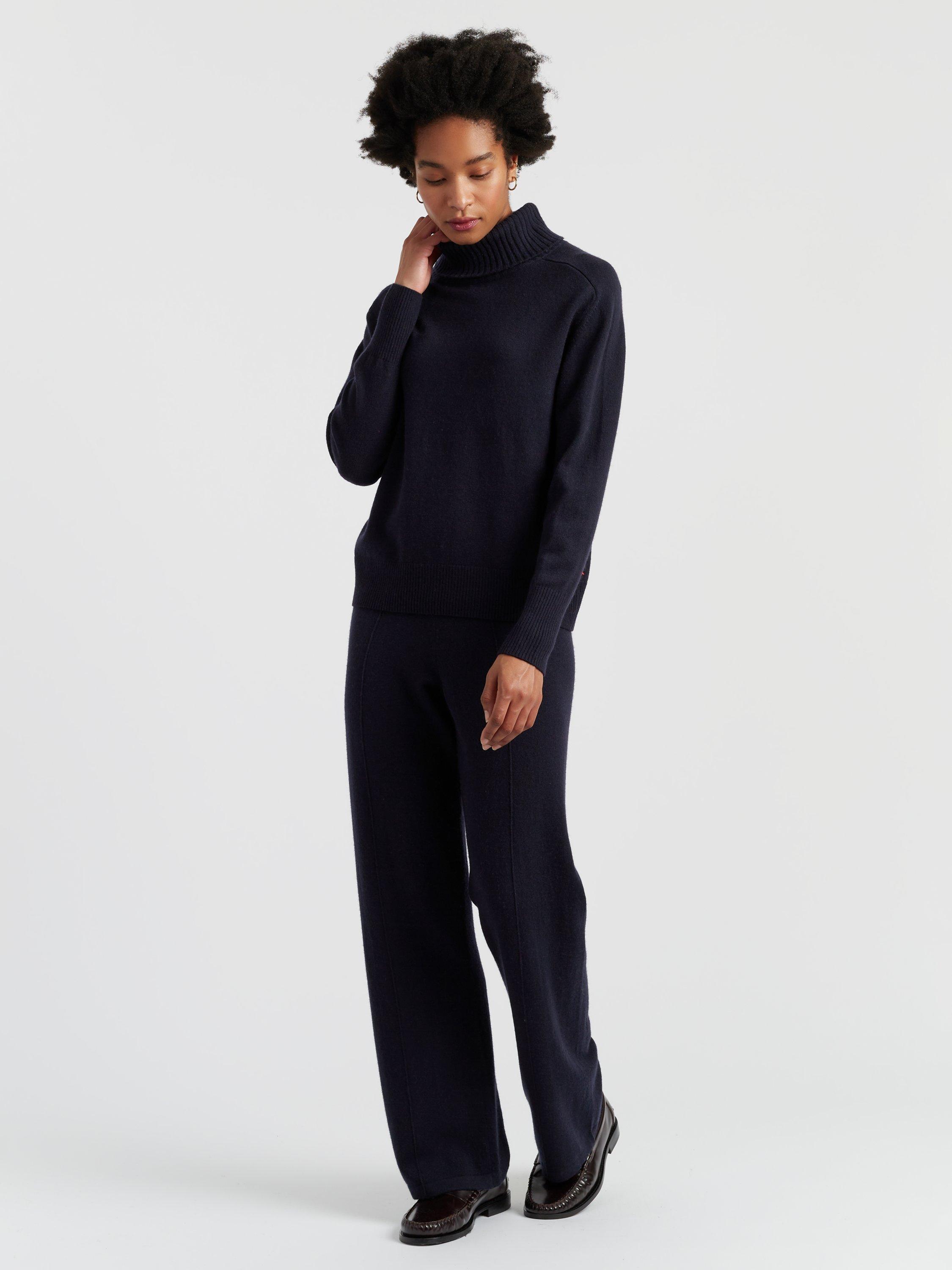 Product image 1 of 4, which shows Chinti & Parker Wool-Cashmere Raglan Roll Neck Sweater , Navy, XS