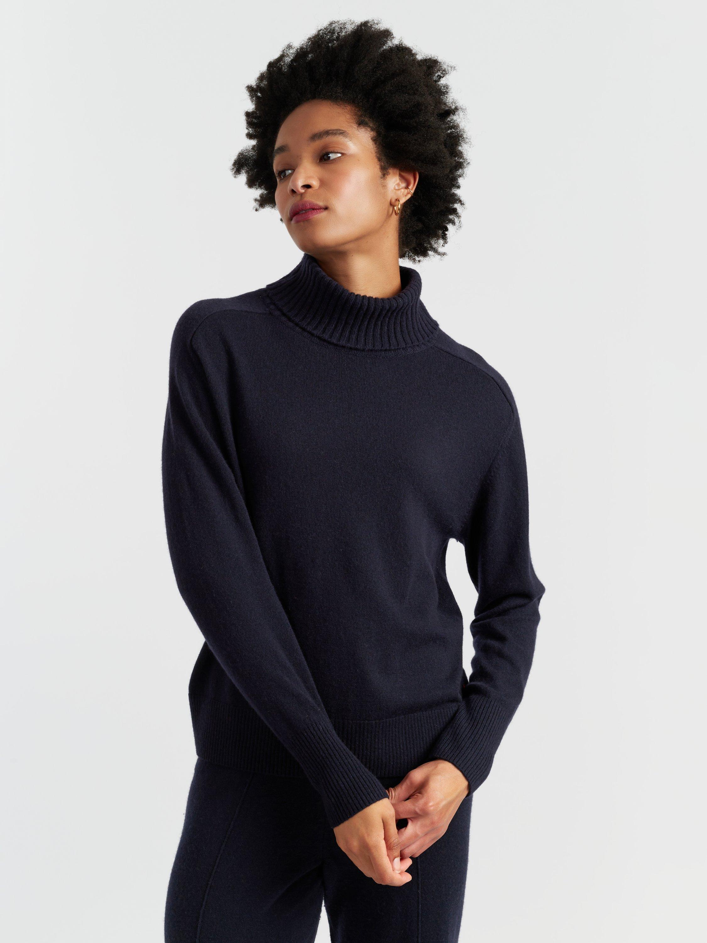 Product image 3 of 4, which shows Chinti & Parker Wool-Cashmere Raglan Roll Neck Sweater , Navy, XS