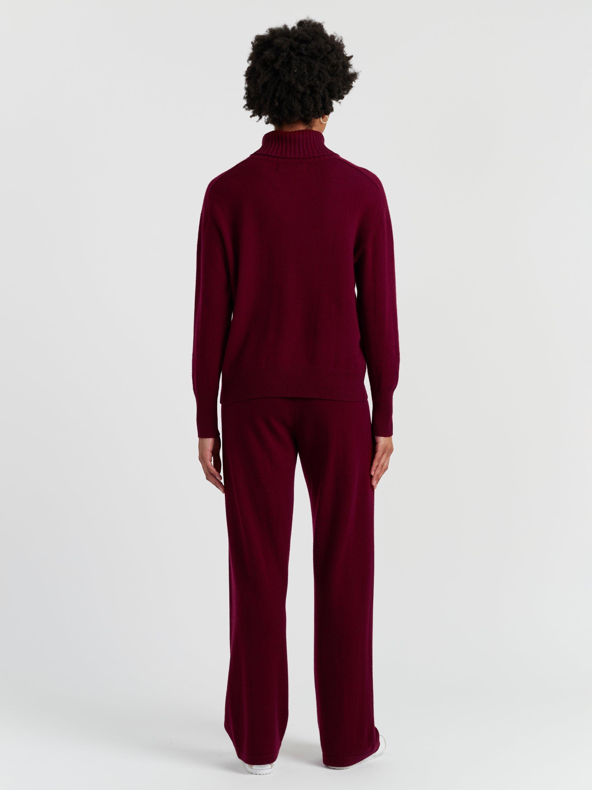 Product image 2 of 4, which shows Chinti & Parker Wool-Cashmere Raglan Roll Neck Sweater , Claret, XS