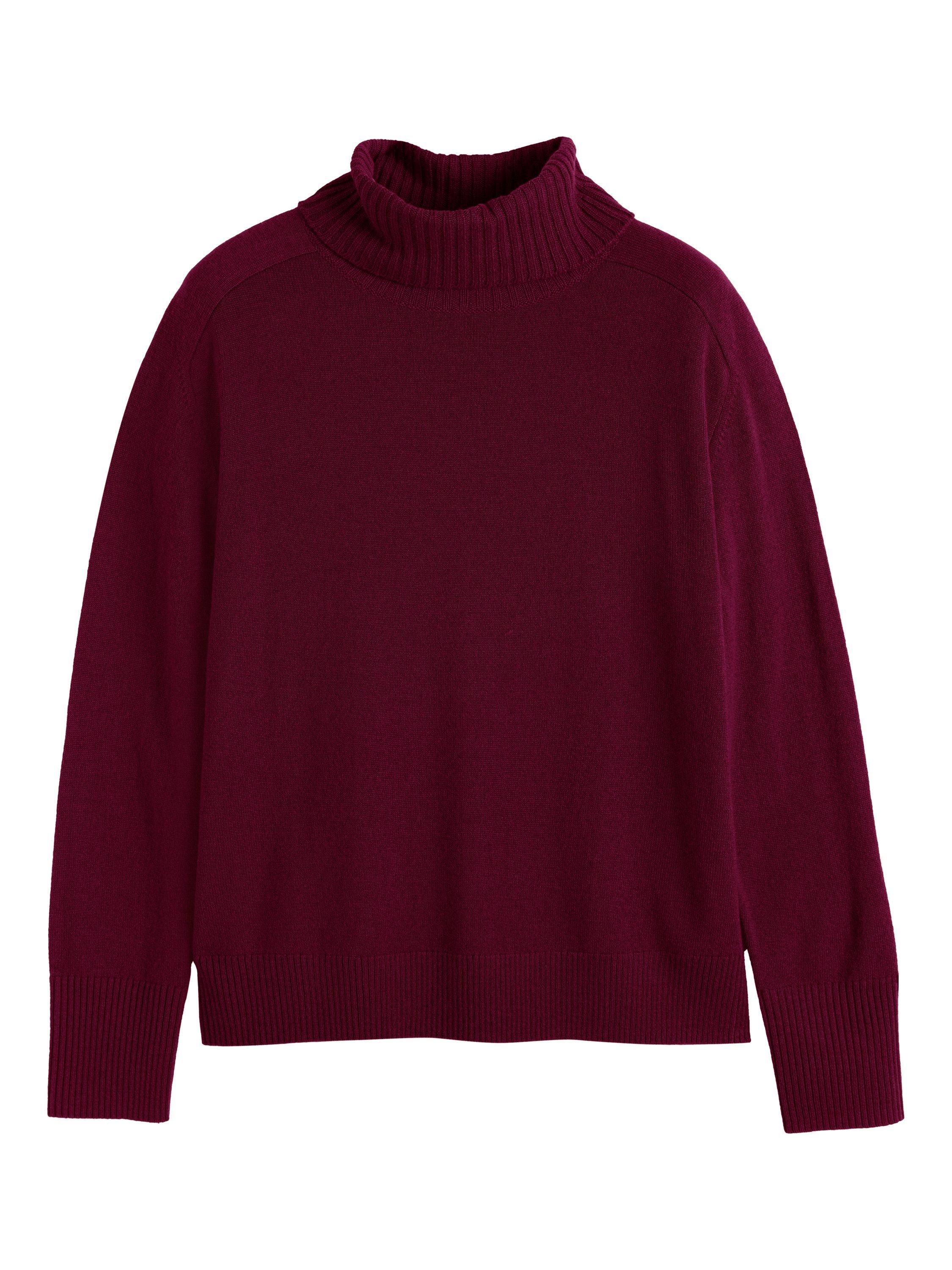 Product image 4 of 4, which shows Chinti & Parker Wool-Cashmere Raglan Roll Neck Sweater , Claret, XS