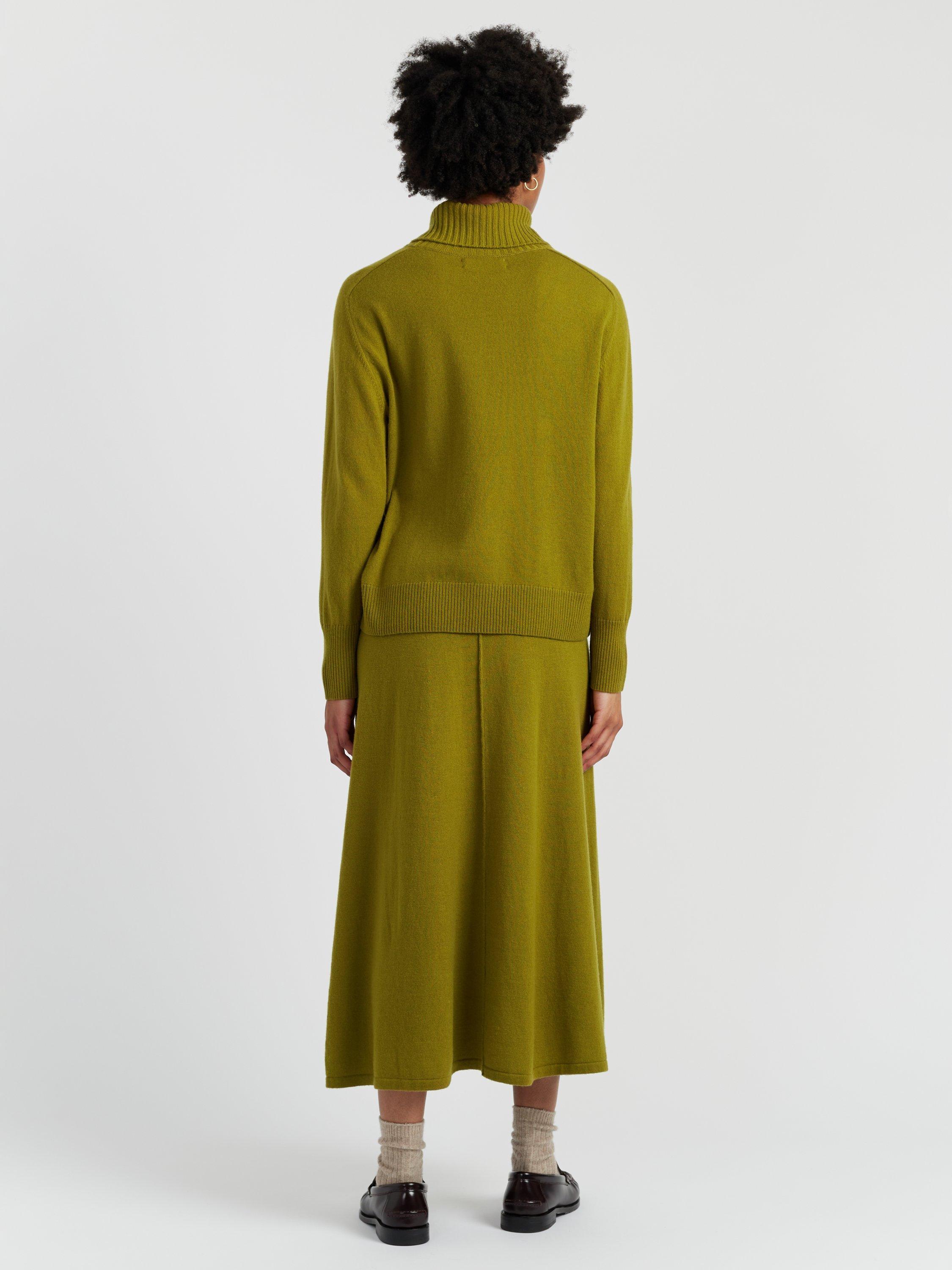 Product image 2 of 4, which shows Chinti & Parker Wool-Cashmere Raglan Roll Neck Sweater , Olive, XS