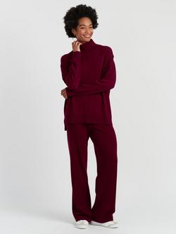 Chinti & Parker Relaxed Roll Neck Cashmere Jumper, Claret