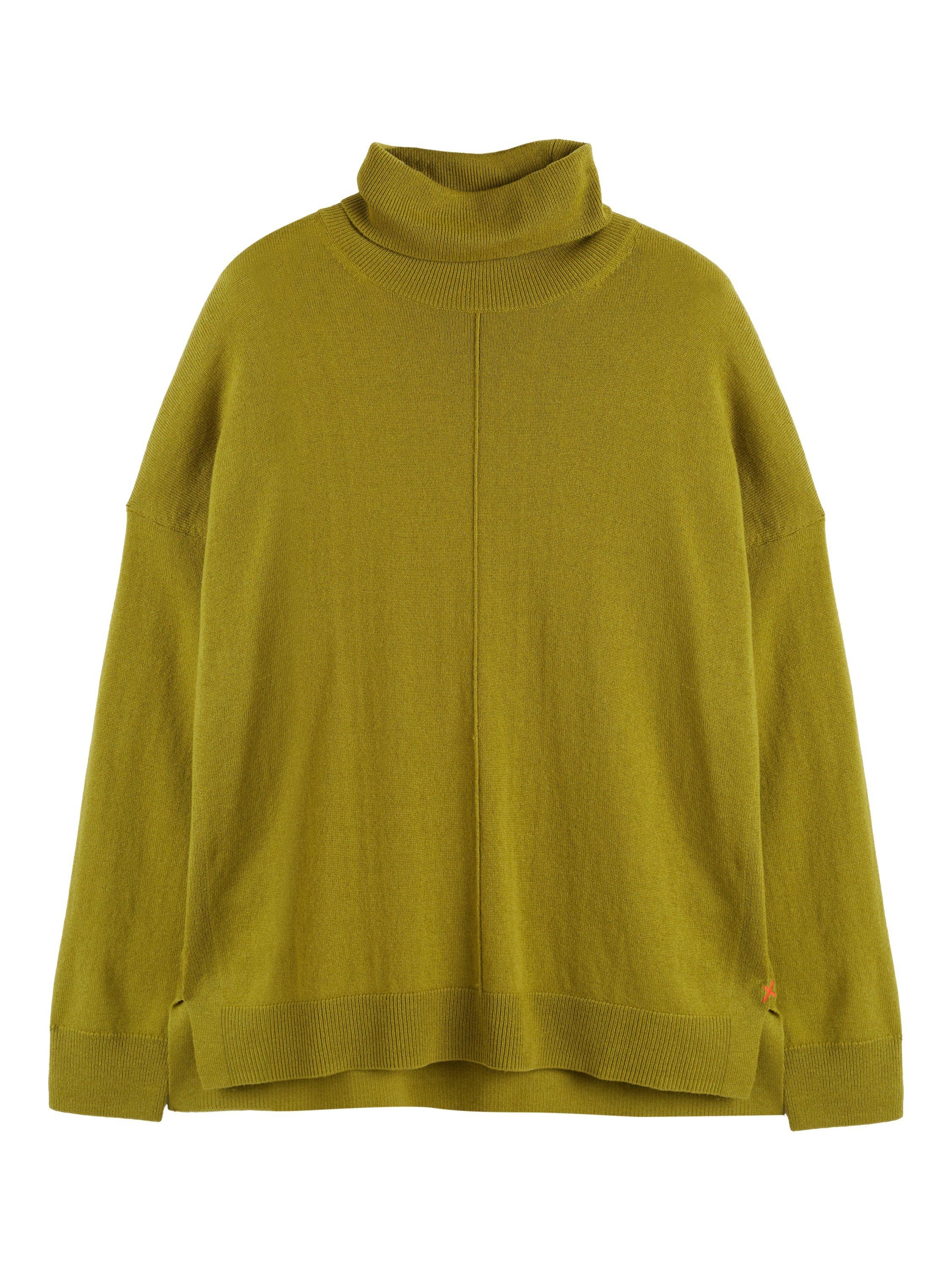 Product image 4 of 4, which shows Chinti & Parker Relaxed Roll Neck Cashmere Jumper, Olive, XS