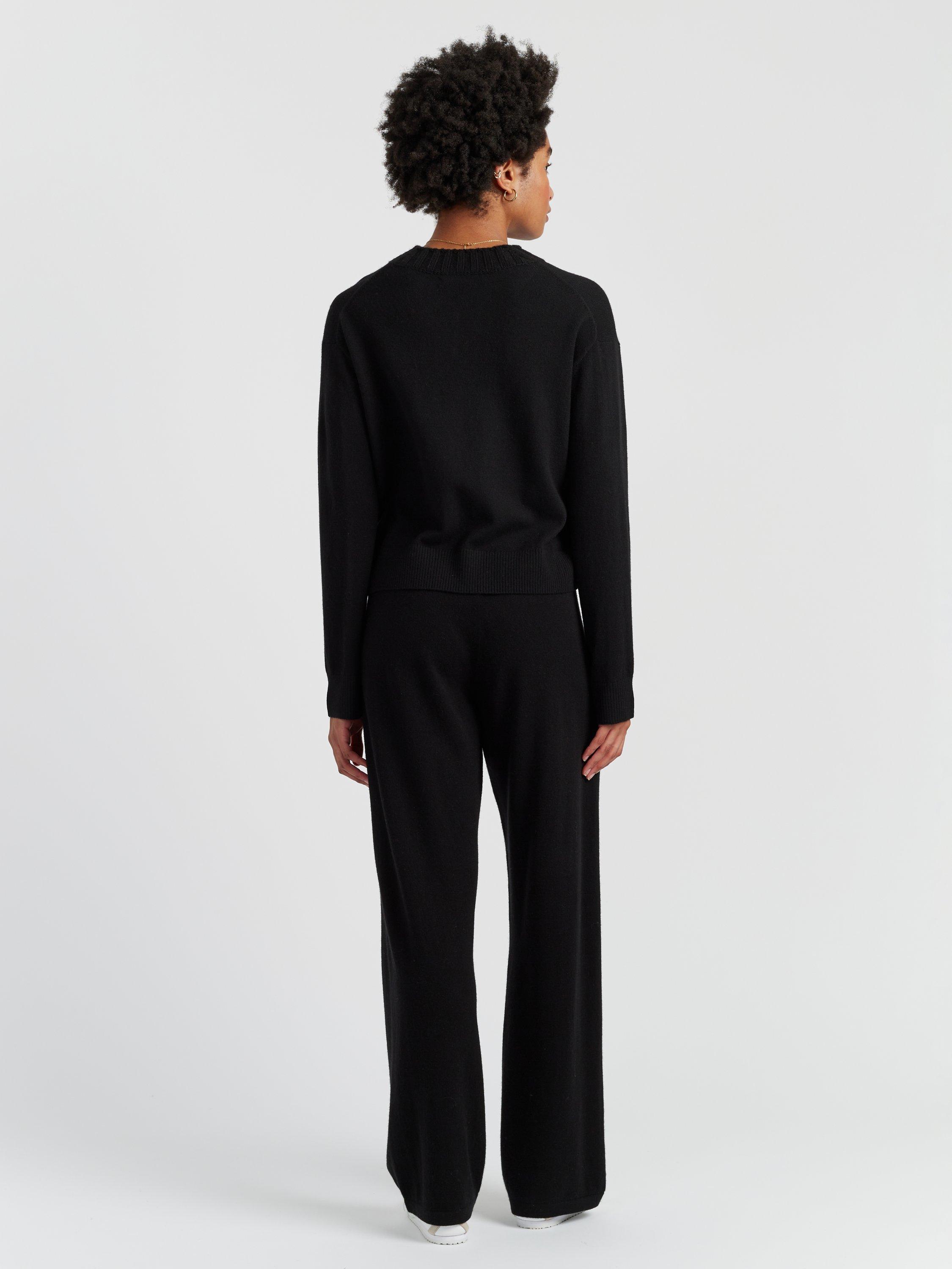 Product image 2 of 4, which shows Chinti & Parker Ribbed V-Neck Wool Rich Jumper, Black, XS