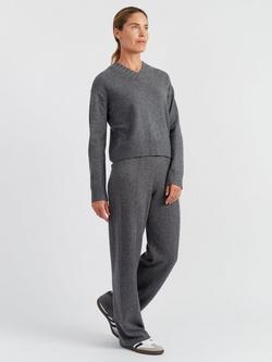 Chinti & Parker Ribbed V-Neck Wool Rich Jumper, Grey