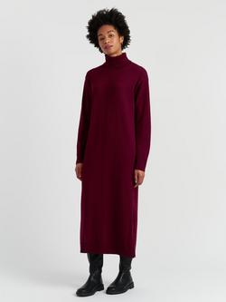 Chinti & Parker Roll Neck Wool Rich Jumper Dress, Claret