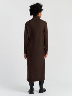 Chinti & Parker Roll Neck Wool Rich Jumper Dress - view 2, Chocolate