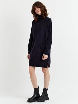Chinti & Parker Roll Neck Wool Rich Jumper Dress, Navy