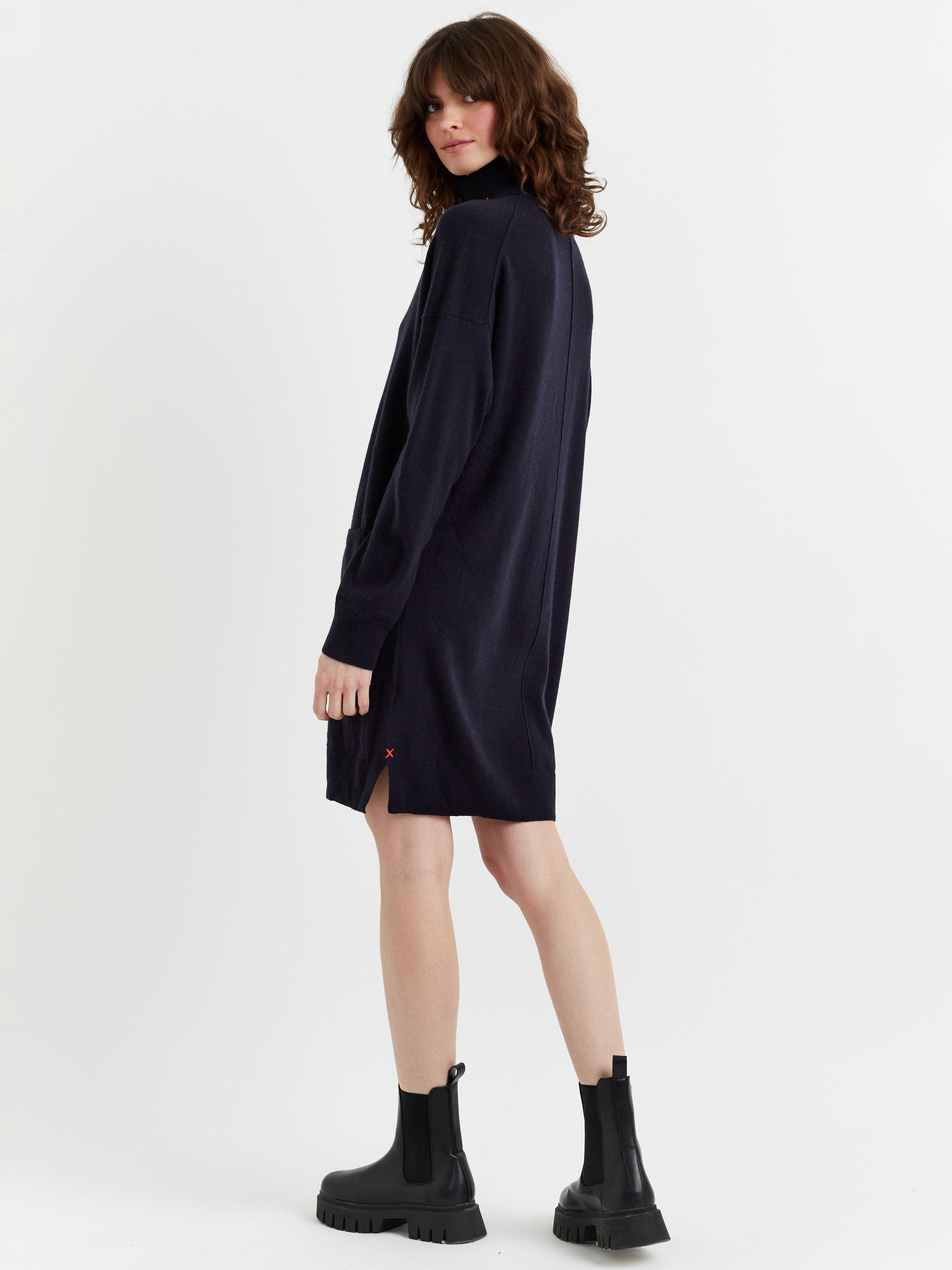 Product image 2 of 4, which shows Chinti & Parker Roll Neck Wool Rich Jumper Dress, Navy, XS