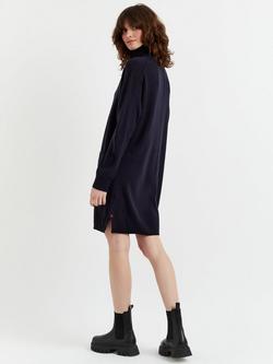 Chinti & Parker Roll Neck Wool Rich Jumper Dress - view 2, Navy