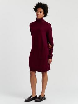 Chinti & Parker Roll Neck Wool Rich Jumper Dress, Claret