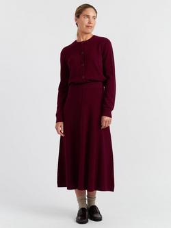Chinti & Parker Knitted Wool Rich Midi Skirt, Claret