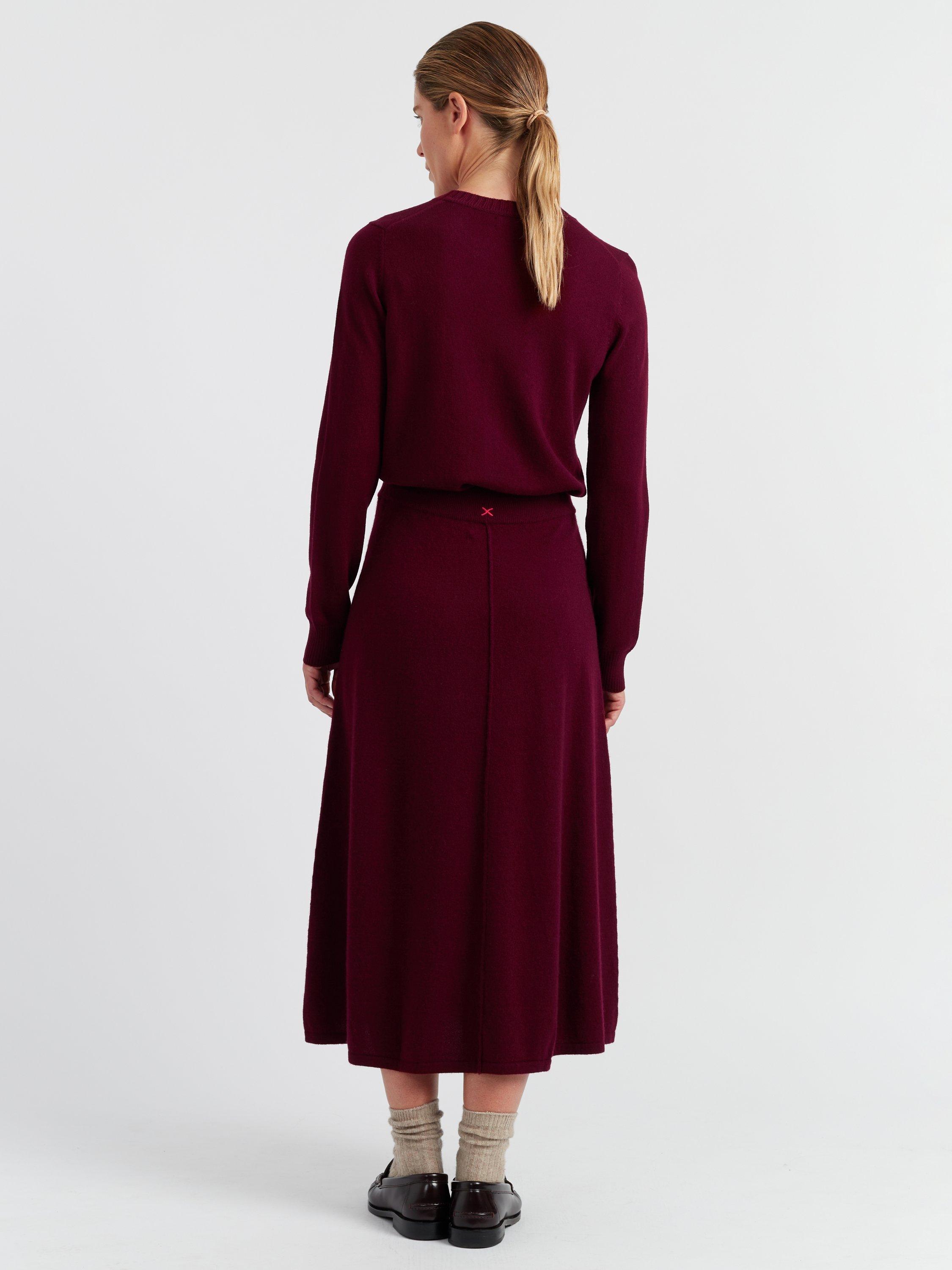 Product image 2 of 4, which shows Chinti & Parker Knitted Wool Rich Midi Skirt, Claret, XS