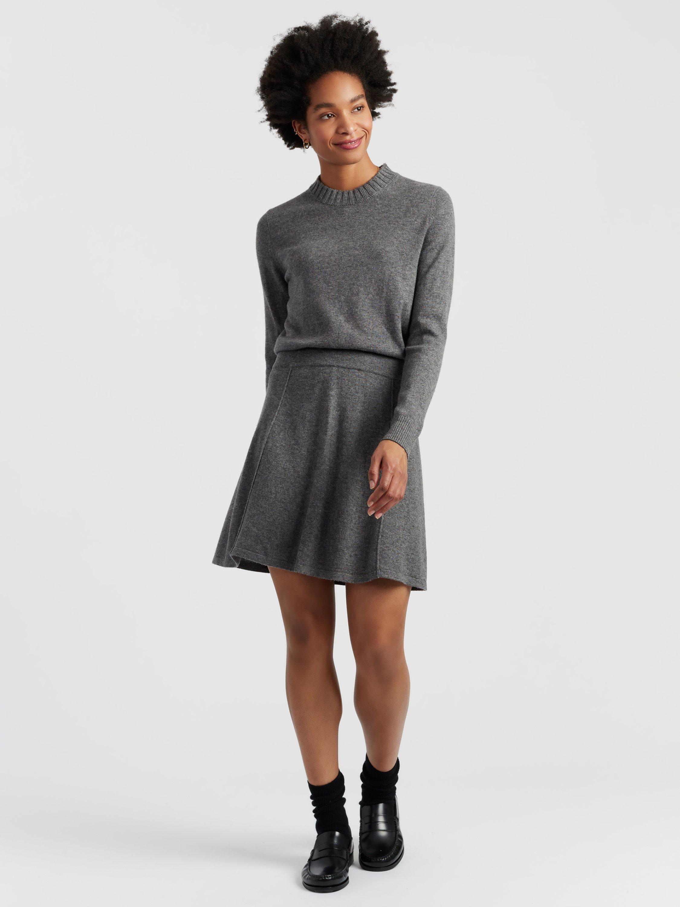 Product image 1 of 4, which shows Chinti & Parker Wool Rich Skater Mini Skirt, Grey, XS