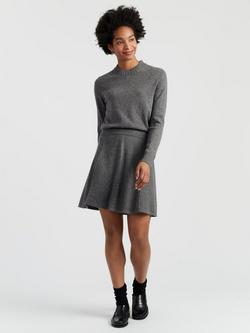Chinti & Parker Wool Rich Skater Mini Skirt, Grey, Grey