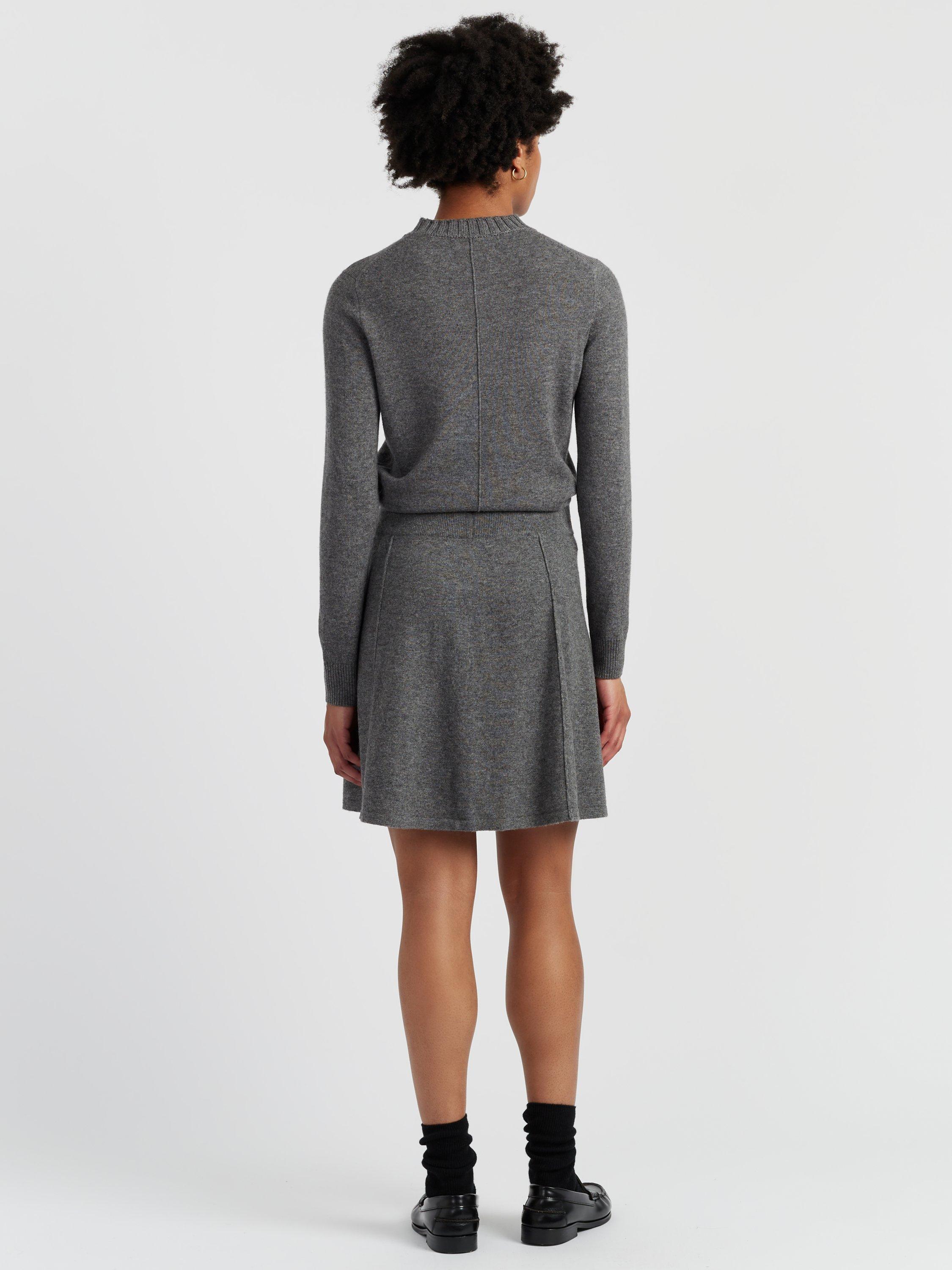 Product image 2 of 4, which shows Chinti & Parker Wool Rich Skater Mini Skirt, Grey, XS