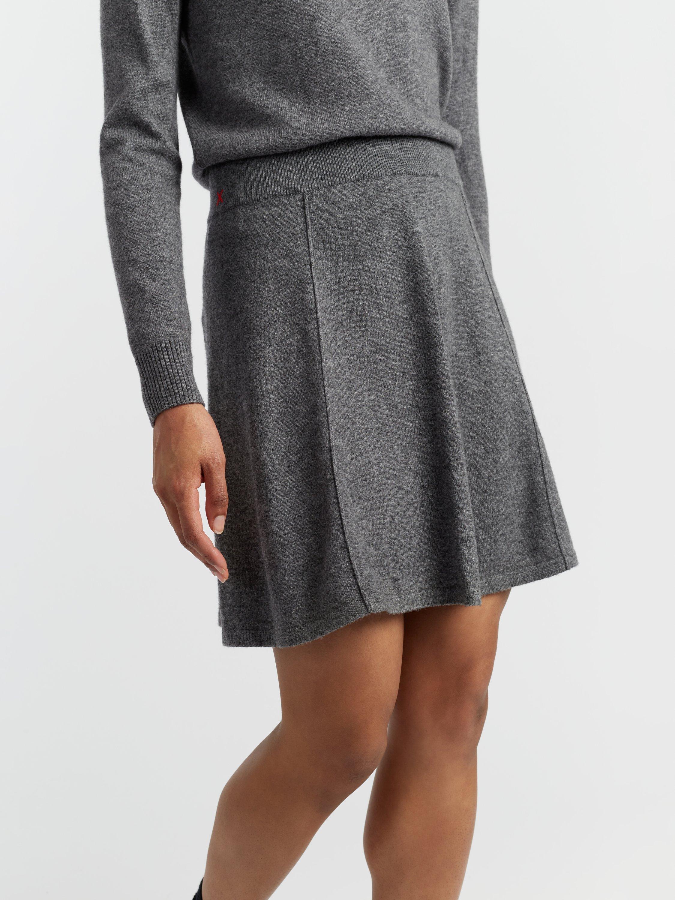 Product image 3 of 4, which shows Chinti & Parker Wool Rich Skater Mini Skirt, Grey, XS